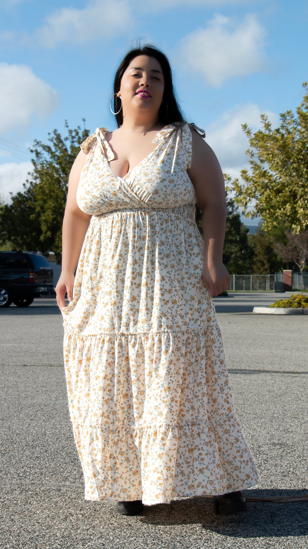 Plus Size Sunflower Meadow Maxi Dress